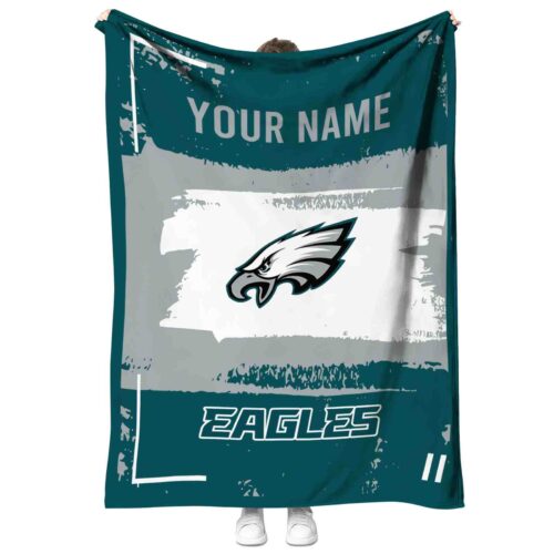 personalized philadelphia eagles paint strokes green white blanket best selling