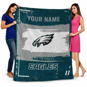 personalized philadelphia eagles paint strokes green white blanket fashion forward