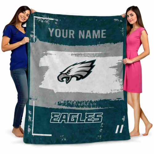 personalized philadelphia eagles paint strokes green white blanket fashion forward