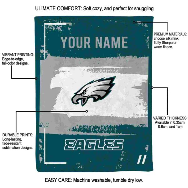 personalized philadelphia eagles paint strokes green white blanket new arrival