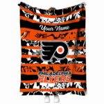 personalized philadelphia flyers floral stripes orange white blanket best selling