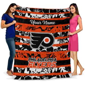 personalized philadelphia flyers floral stripes orange white blanket fashion forward