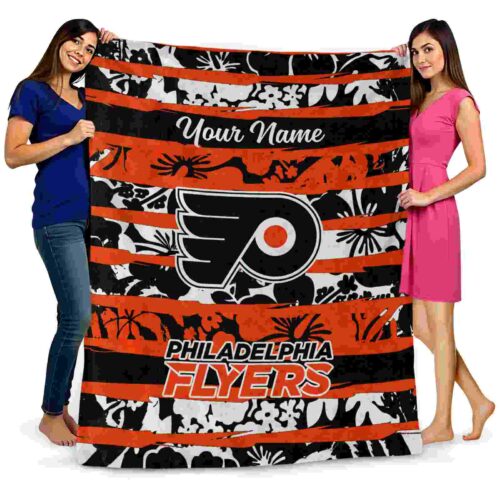 personalized philadelphia flyers floral stripes orange white blanket fashion forward