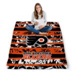 personalized philadelphia flyers floral stripes orange white blanket best selling