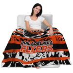 personalized philadelphia flyers floral stripes orange white blanket best selling
