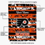 personalized philadelphia flyers floral stripes orange white blanket best selling