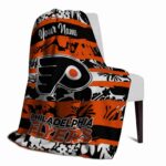 personalized philadelphia flyers floral stripes orange white blanket best selling