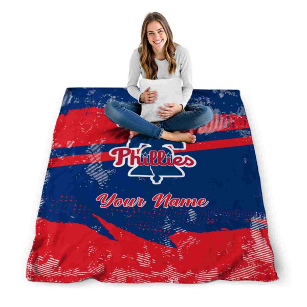 personalized philadelphia phillies grunge streaks blue blanket high quality