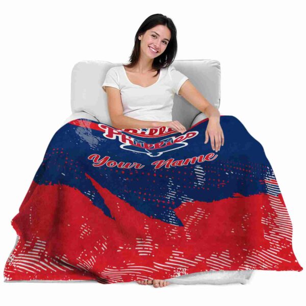 personalized philadelphia phillies grunge streaks blue blanket latest model