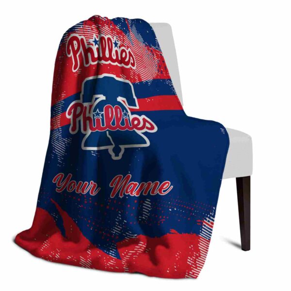 personalized philadelphia phillies grunge streaks blue blanket top rated