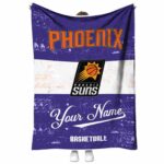 personalized phoenix suns grunge texture purple white blanket best selling