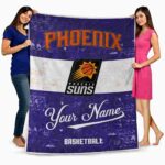 personalized phoenix suns grunge texture purple white blanket best selling