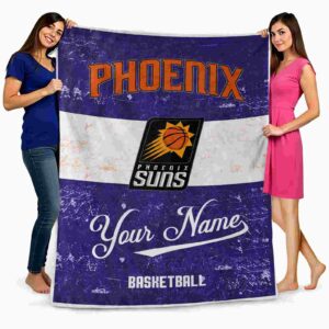 personalized phoenix suns grunge texture purple white blanket fashion forward