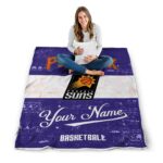 personalized phoenix suns grunge texture purple white blanket best selling