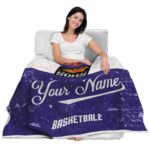 personalized phoenix suns grunge texture purple white blanket best selling
