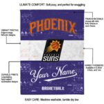 personalized phoenix suns grunge texture purple white blanket best selling