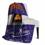 personalized phoenix suns grunge texture purple white blanket best selling