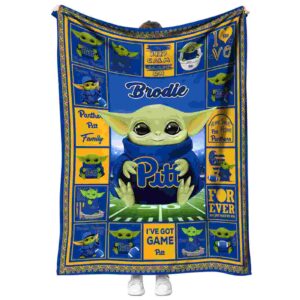 personalized pittsburgh panthers baby yoda royal blue blanket best selling