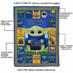 personalized pittsburgh panthers baby yoda royal blue blanket best selling