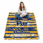 personalized pittsburgh panthers floral stripes royal blue white blanket high quality