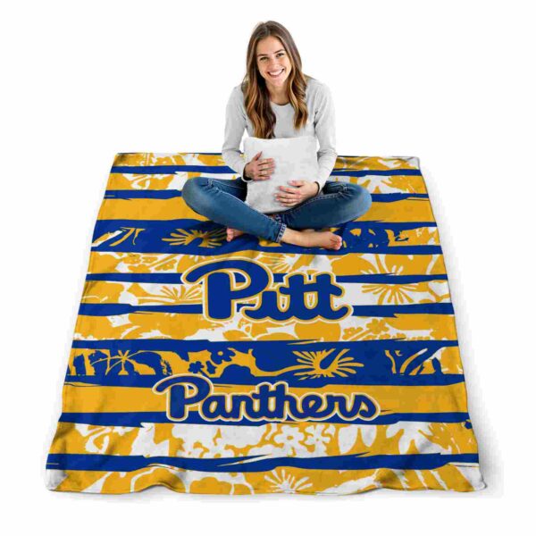 personalized pittsburgh panthers floral stripes royal blue white blanket high quality