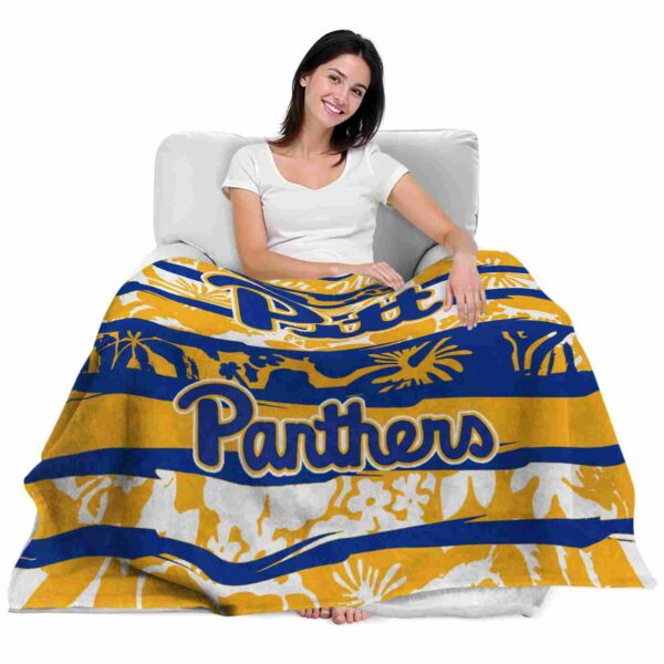 personalized pittsburgh panthers floral stripes royal blue white blanket latest model