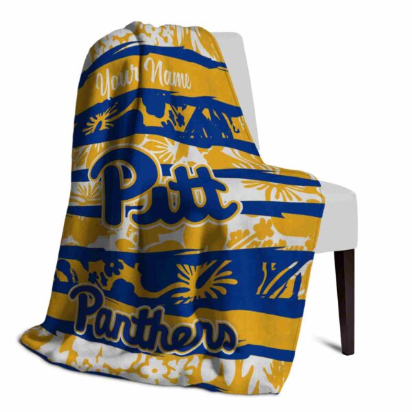 personalized pittsburgh panthers floral stripes royal blue white blanket top rated