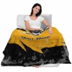 personalized pittsburgh penguins grunge streaks yellow blanket best selling