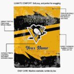 personalized pittsburgh penguins grunge streaks yellow blanket best selling