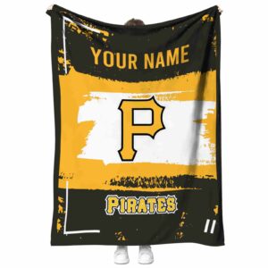 personalized pittsburgh pirates paint strokes black white blanket best selling