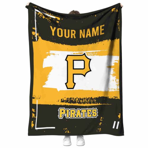 personalized pittsburgh pirates paint strokes black white blanket best selling