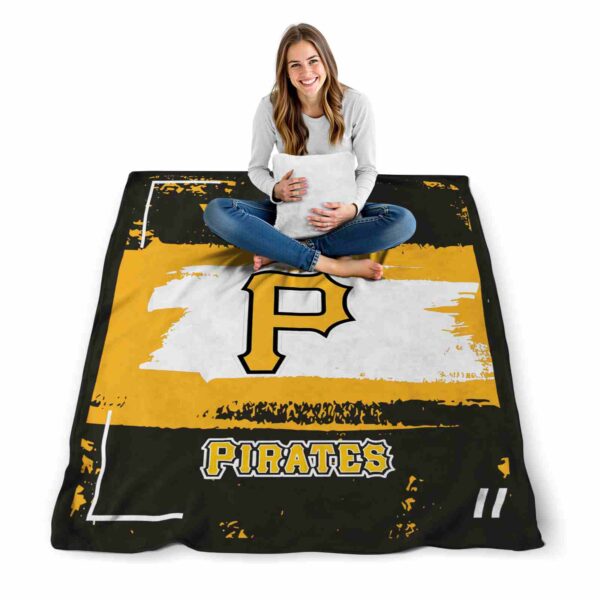 personalized pittsburgh pirates paint strokes black white blanket high quality