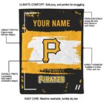 personalized pittsburgh pirates paint strokes black white blanket new arrival