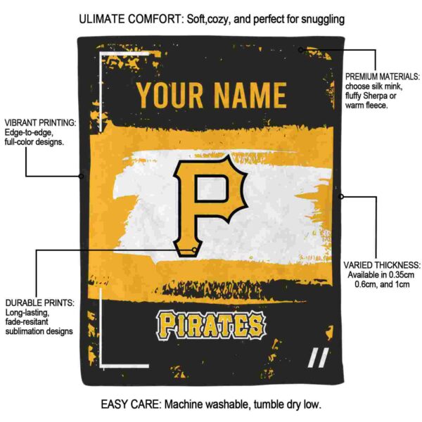personalized pittsburgh pirates paint strokes black white blanket new arrival