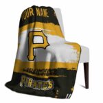personalized pittsburgh pirates paint strokes black white blanket top rated