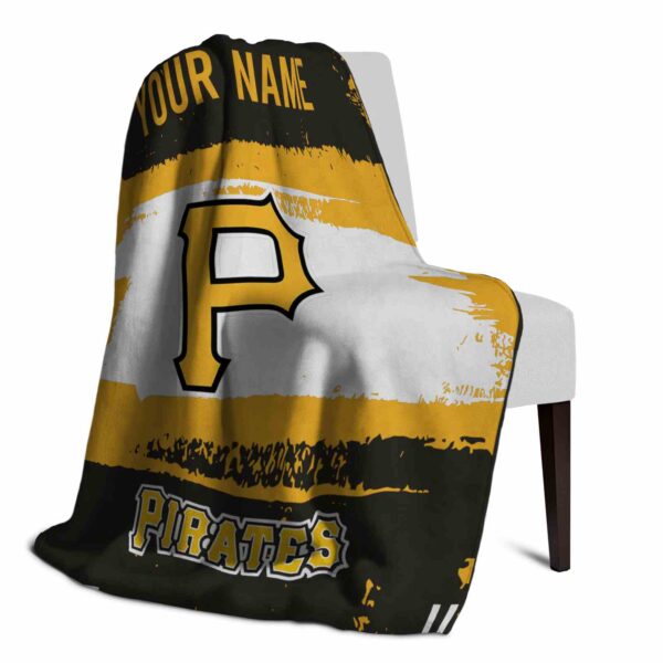 personalized pittsburgh pirates paint strokes black white blanket top rated