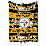 personalized pittsburgh steelers floral stripes gold white blanket best selling