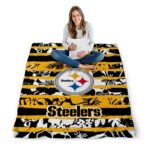 personalized pittsburgh steelers floral stripes gold white blanket high quality
