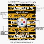 personalized pittsburgh steelers floral stripes gold white blanket new arrival