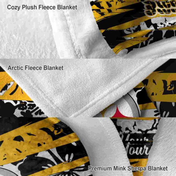personalized pittsburgh steelers floral stripes gold white blanket premium grade