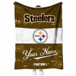 personalized pittsburgh steelers grunge texture gold white blanket best selling