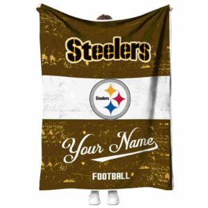 personalized pittsburgh steelers grunge texture gold white blanket best selling