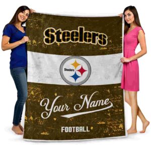 personalized pittsburgh steelers grunge texture gold white blanket fashion forward