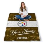 personalized pittsburgh steelers grunge texture gold white blanket high quality
