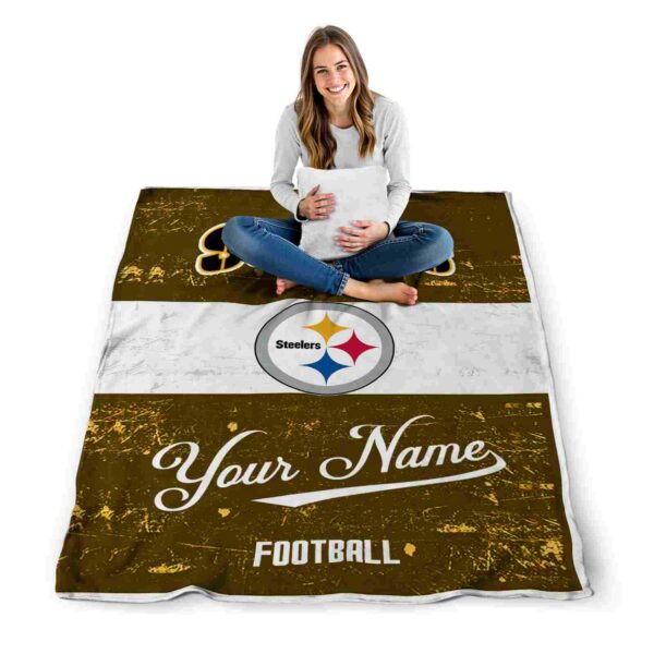personalized pittsburgh steelers grunge texture gold white blanket high quality