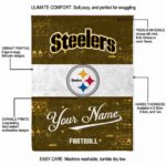 personalized pittsburgh steelers grunge texture gold white blanket new arrival