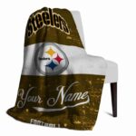 personalized pittsburgh steelers grunge texture gold white blanket top rated