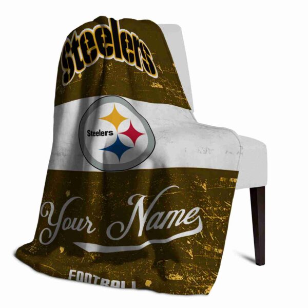 personalized pittsburgh steelers grunge texture gold white blanket top rated