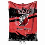 personalized portland trail blazers grunge streaks red blanket best selling