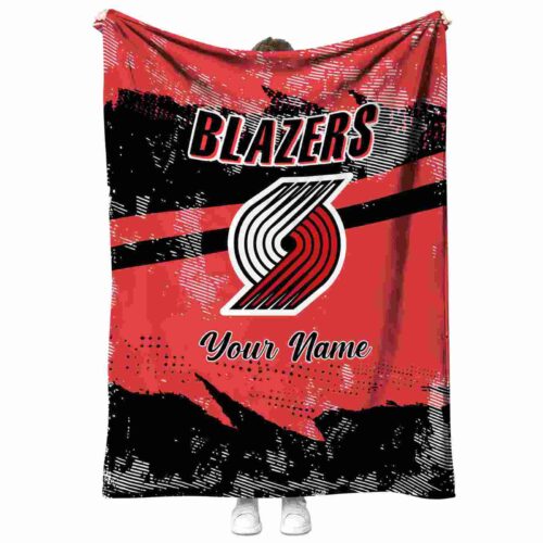 personalized portland trail blazers grunge streaks red blanket best selling